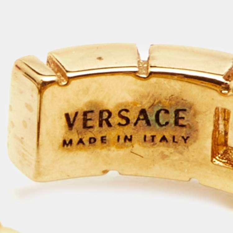 Pre Owned Versace Greca Gold Tone Earrings