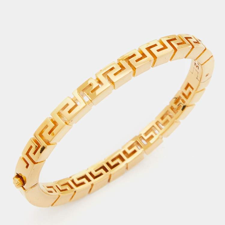 Pre Owned Versace Greca Gold Tone Bracelet M
