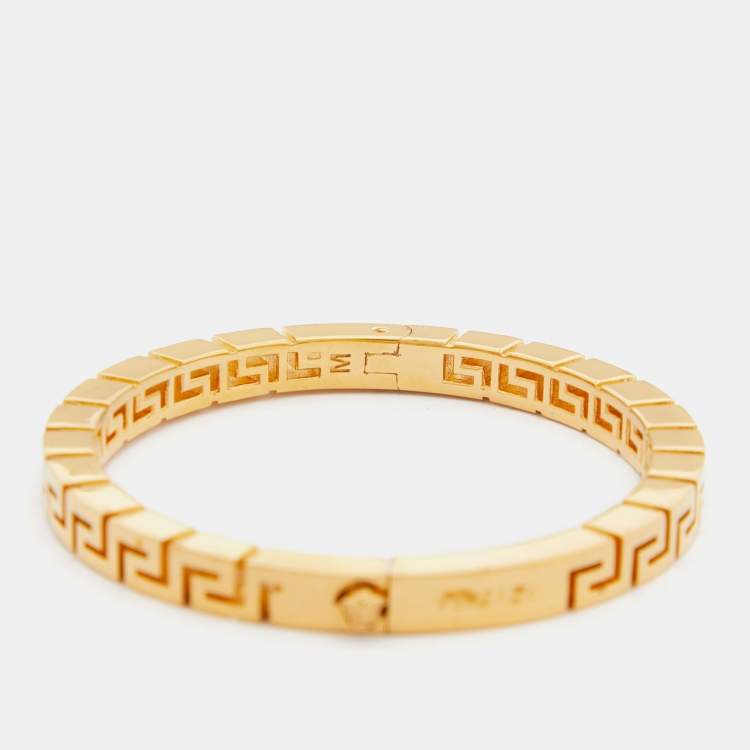 Pre Owned Versace Greca Gold Tone Bracelet M