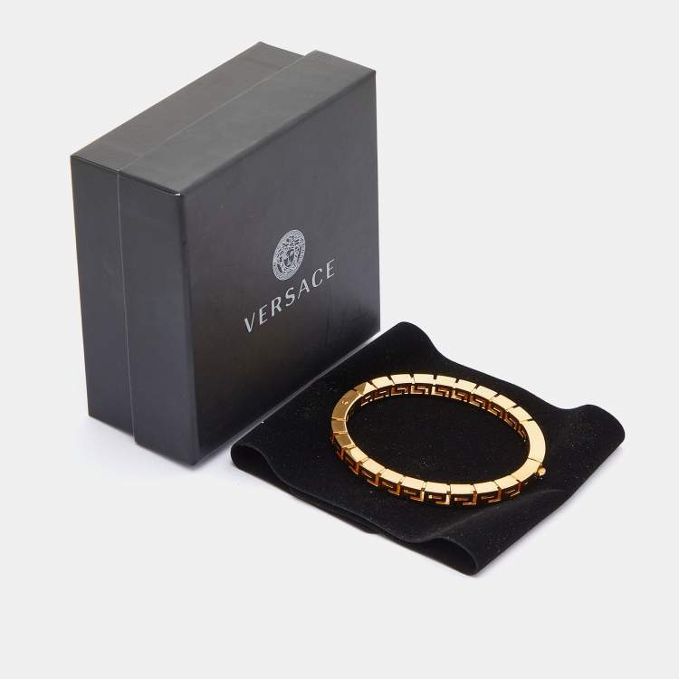 Pre Owned Versace Greca Gold Tone Bracelet M