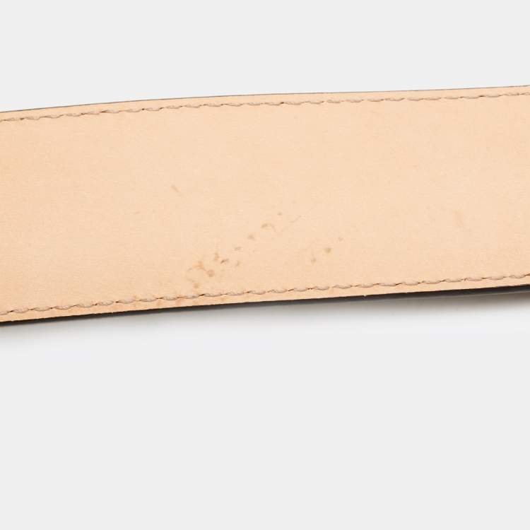 Pre Owned Versace Black Leather Baroque Double Buckle Belt 70CM