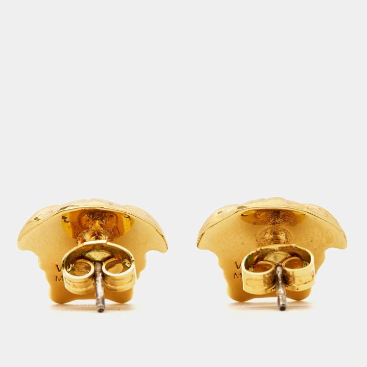 Pre Owned Versace Medusa Gold Tone Earrings