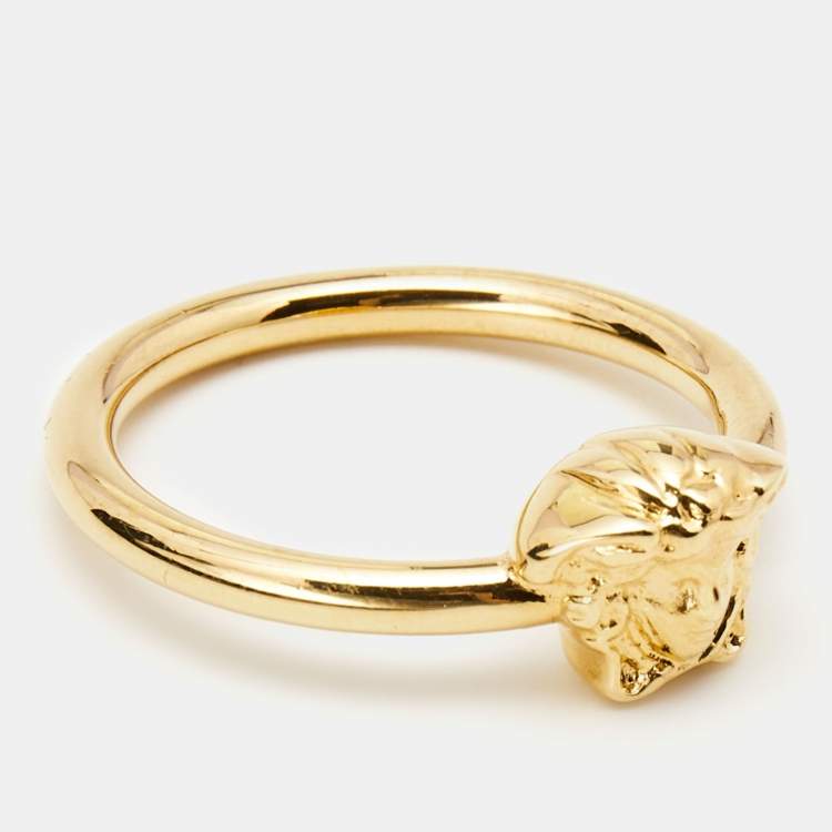 Pre Owned Versace  Medusa Gold Tone  Ring Size 63