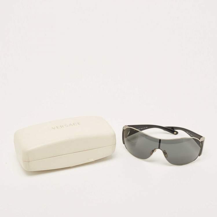Pre Owned Versace Black/Silver MOD2080 Shield Sunglasses