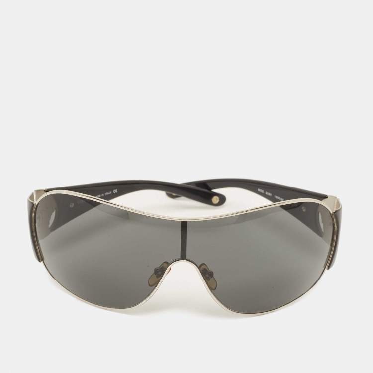 Pre Owned Versace Black/Silver MOD2080 Shield Sunglasses