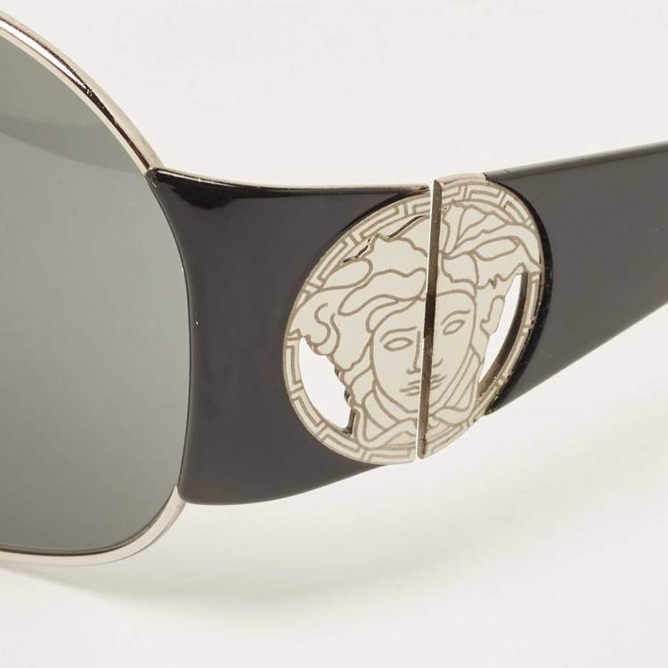 Pre Owned Versace Black/Silver MOD2080 Shield Sunglasses