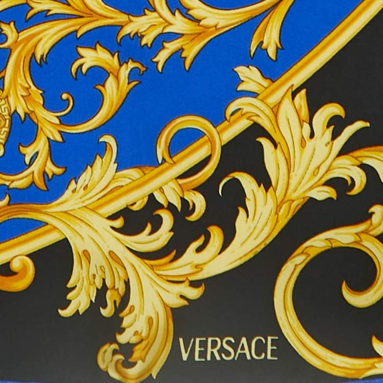 Pre Owned Gianni Versace Blue Baroque printed Silk Square Scarf
