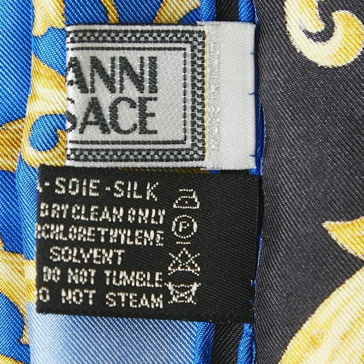 Pre Owned Gianni Versace Blue Baroque printed Silk Square Scarf