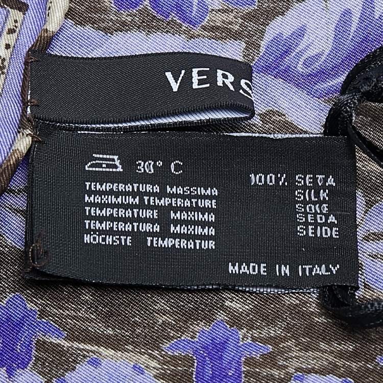 Pre Owned Versace Purple Animal & Baroque Print Silk Scarf