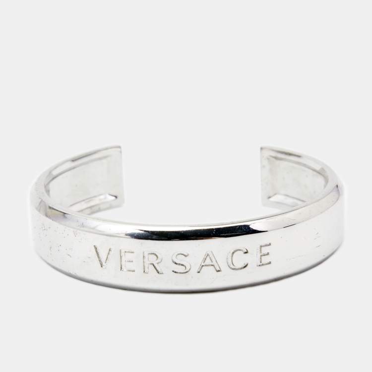 Pre Owned Versace Medusa Silver Tone Cuff Bracelet