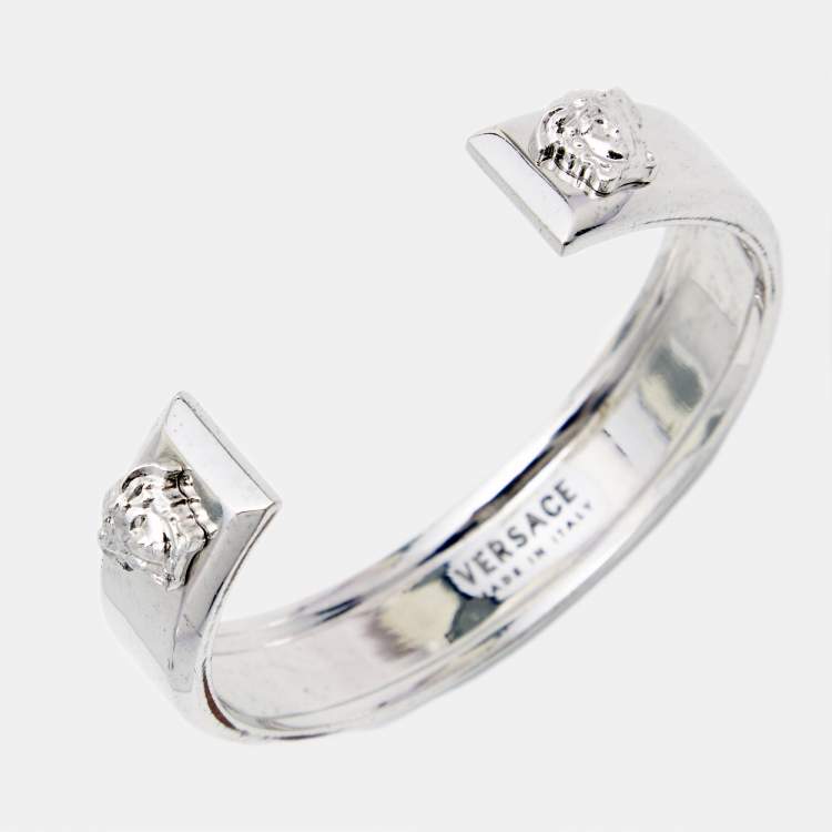 Pre Owned Versace Medusa Silver Tone Cuff Bracelet