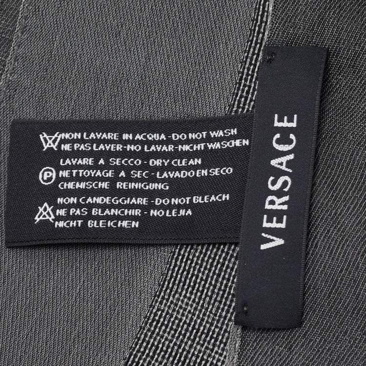 Pre Owned Versace Grey Medusa Patterned Silk & Viscose Scarf