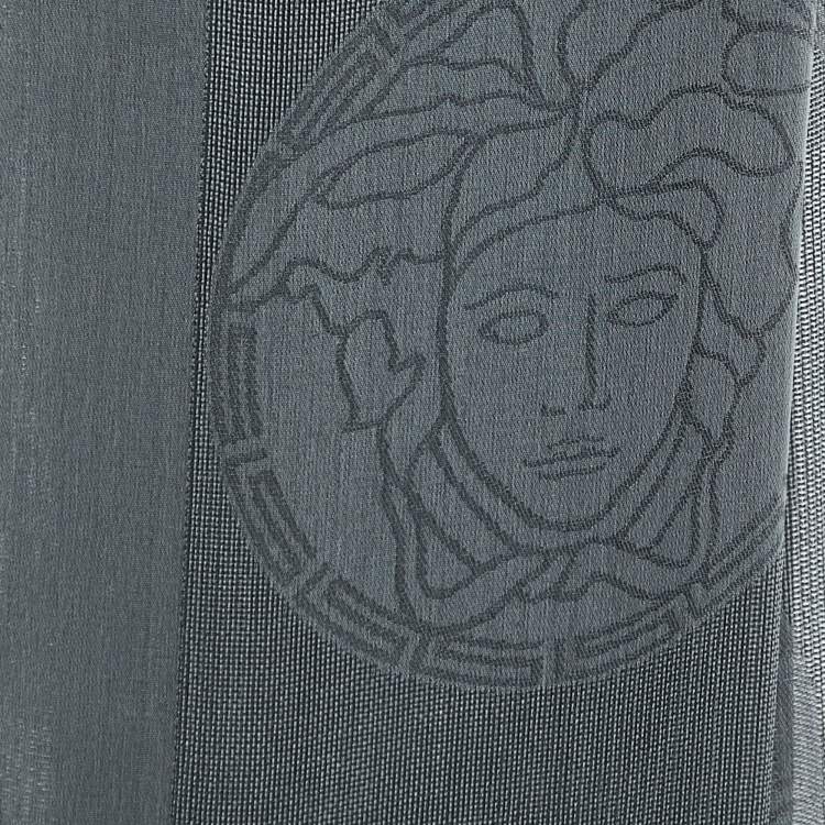Pre Owned Versace Grey Medusa Patterned Silk & Viscose Scarf