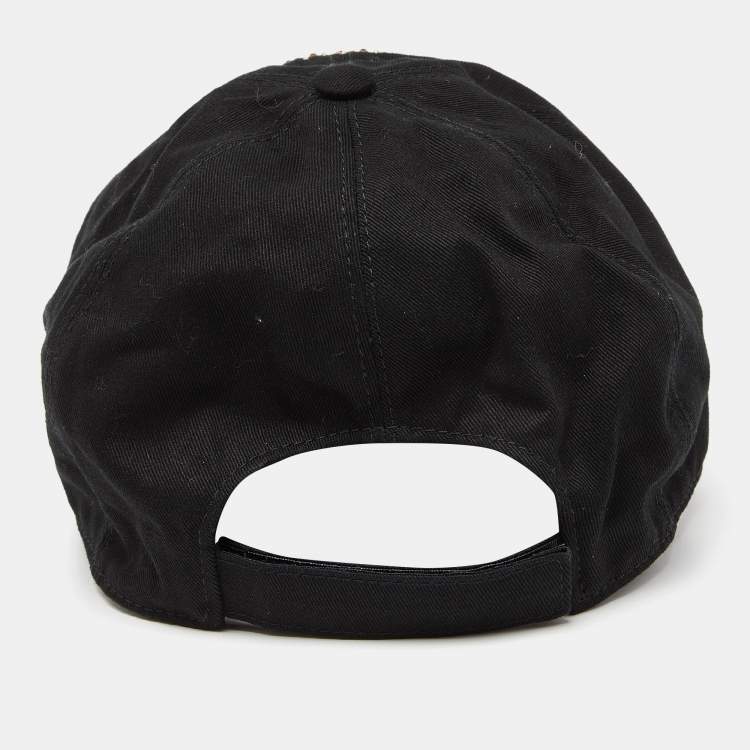 Pre Owned Versace Black Studded Medusa Cotton Blend Baseball Cap Size 57