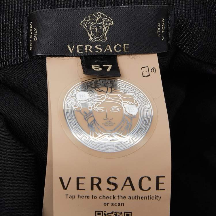 Pre Owned Versace Black Studded Medusa Cotton Blend Baseball Cap Size 57