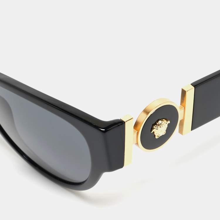 Pre Owned Versace Black 4368 Medusa Medallion Cat Eye Sunglasses