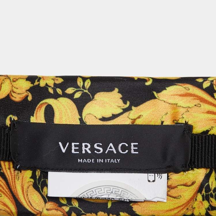 Pre Owned Versace Black/Yellow Barocco Satin Headband