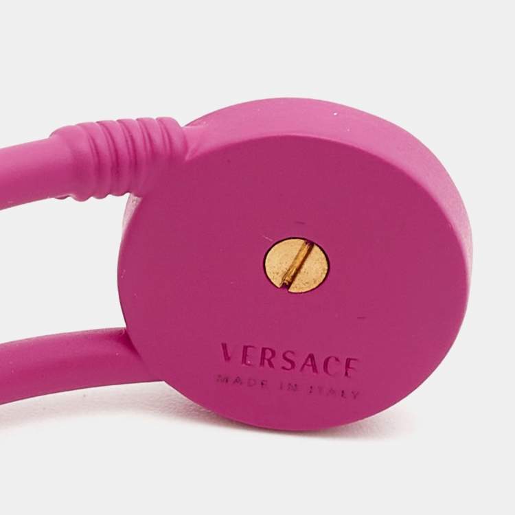 Pre Owned Versace Medusa Safety Pin Two Tone Metal Crystal Bracelet