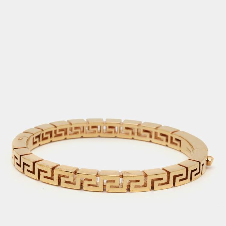 Pre Owned Versace Meander Gold Tone Bangle Bracelet