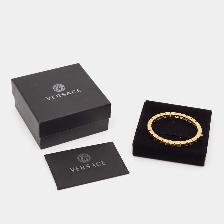 Pre Owned Versace Meander Gold Tone Bangle Bracelet