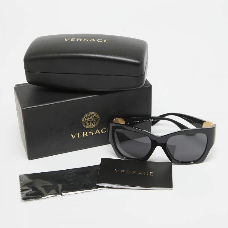 Pre Owned Versace Black MOD 4452 Medusa Icon Square Sunglasses