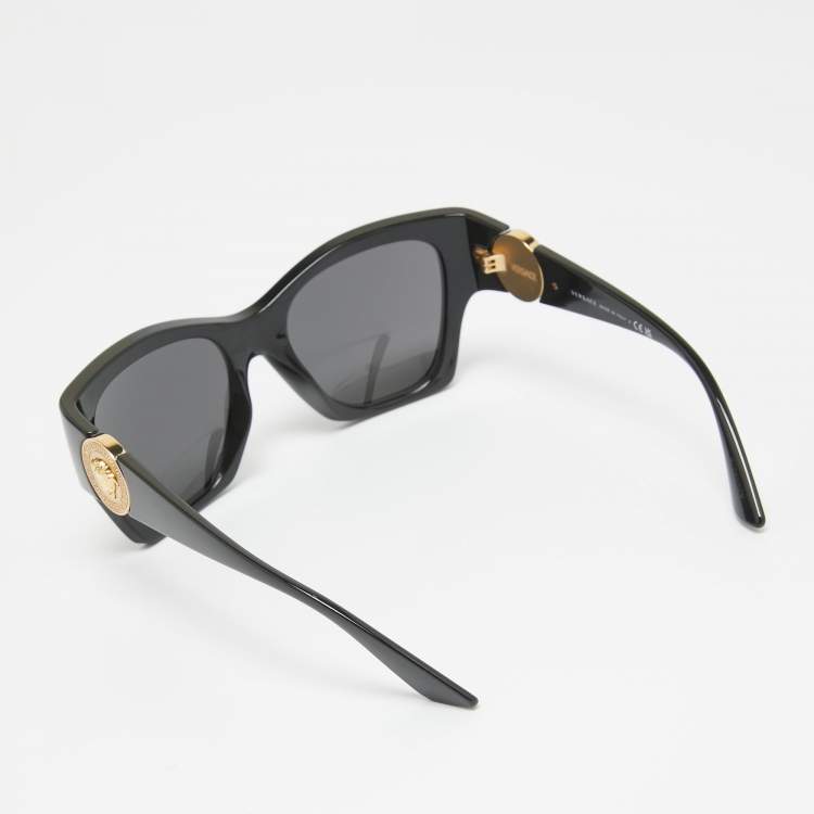 Pre Owned Versace Black MOD 4452 Medusa Icon Square Sunglasses