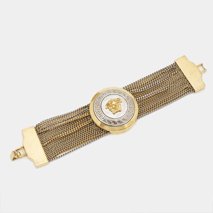 Pre Owned Versace Medusa Two Tone Bracelet