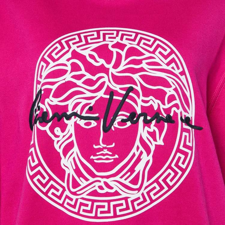Pre Owned Versace Pink Medusa Print Cotton Embroidered Sweatshirt M