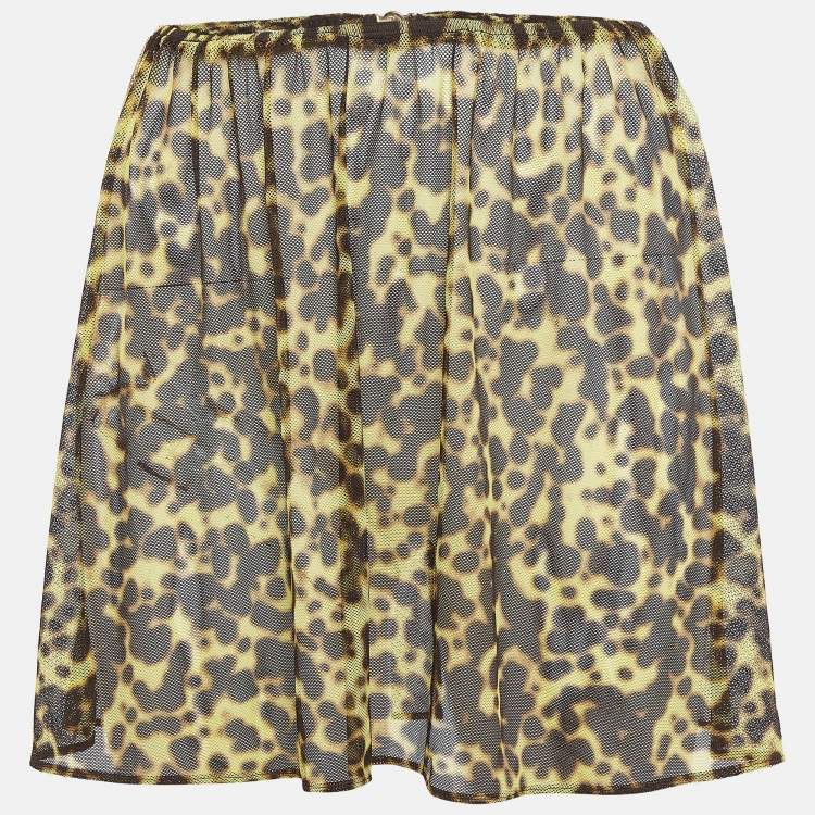 Pre Owned Versace Le Bonitas Yellow Leopard Print Mesh Cover-Up Set L