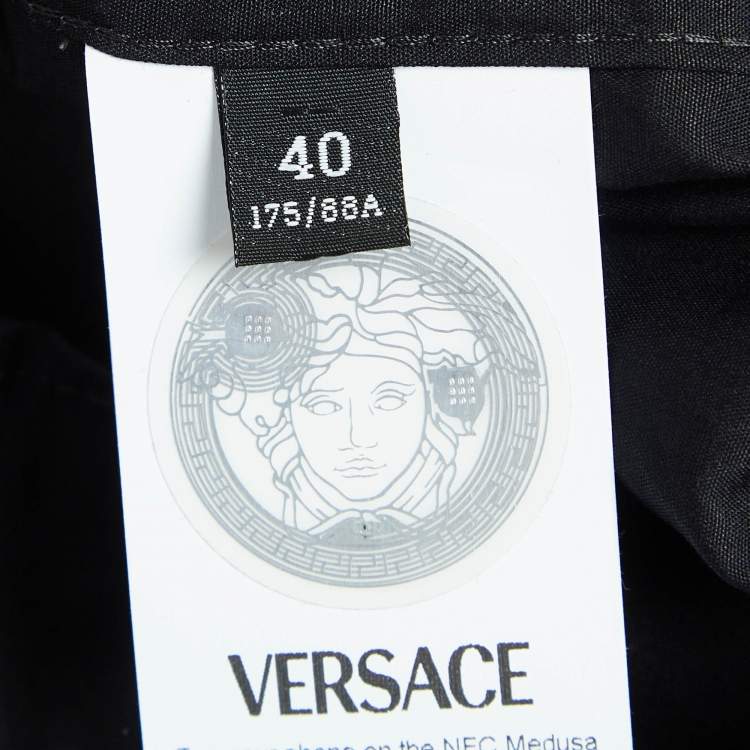 مملوكة مسبقًا Versace Black Printed Cuff Cotton Long Sleeve Shirt S