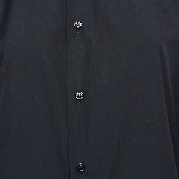مملوكة مسبقًا Versace Black Printed Cuff Cotton Long Sleeve Shirt S
