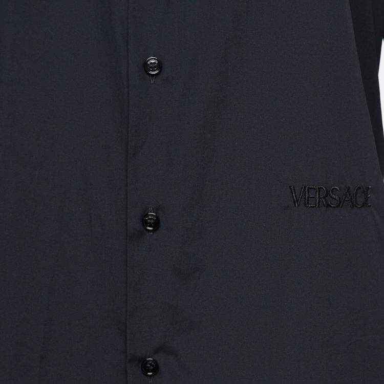مملوكة مسبقًا Versace Black Printed Cuff Cotton Long Sleeve Shirt S
