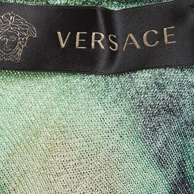 Pre Owned Versace Green Tie-Dye Silk Tie-Dye Sweatshirt M