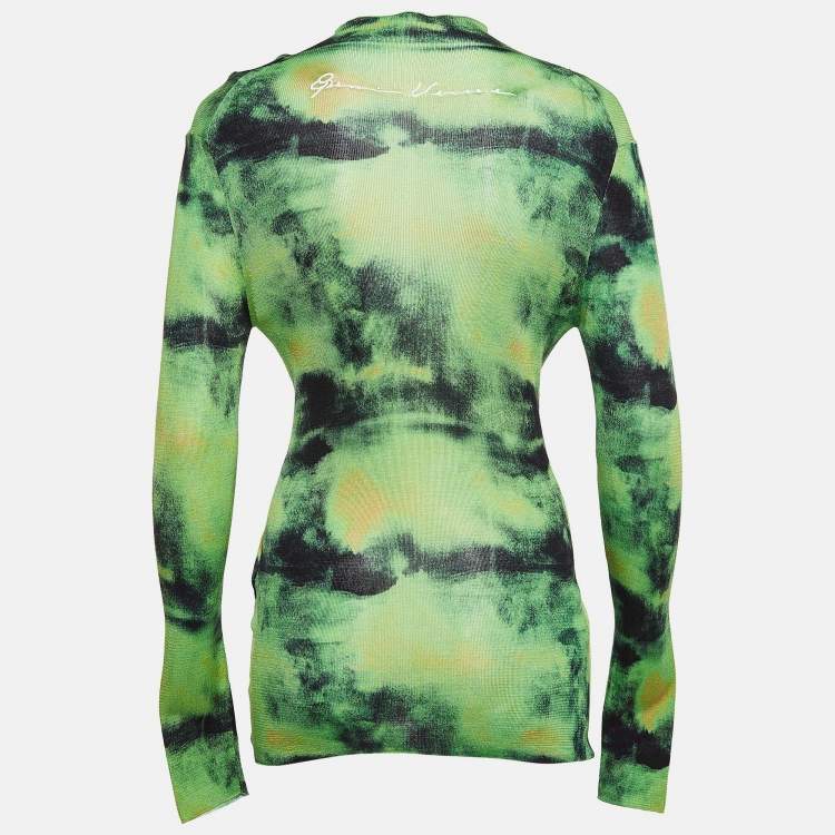 Pre Owned Versace Green Tie-Dye Silk Tie-Dye Sweatshirt M