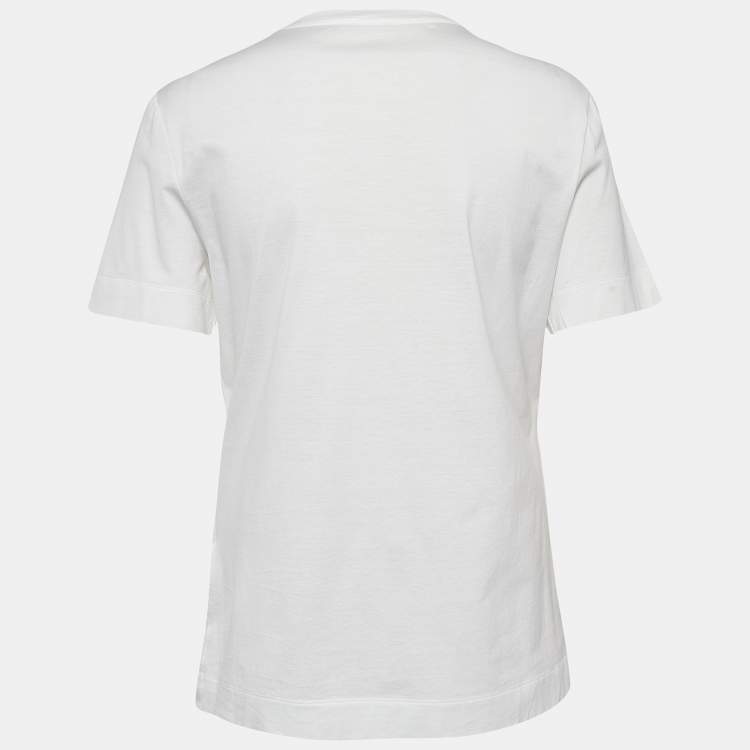 Pre Owned Versace White Logo Print Cotton T-Shirt S