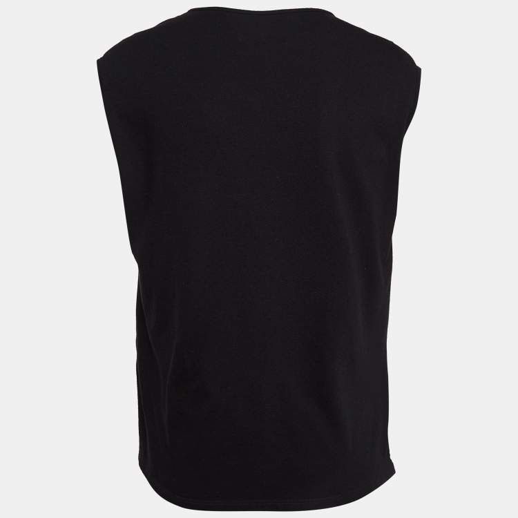 Pre Owned Versace Black Logo Print Cotton Jersey Tank Top S