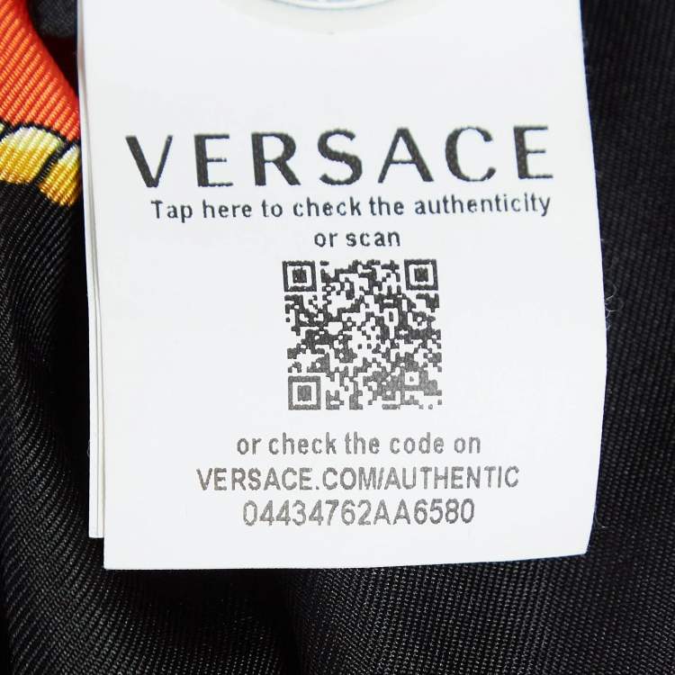 Pre Owned Versace Black/Multicolor Printed Silk Mini Skirt M