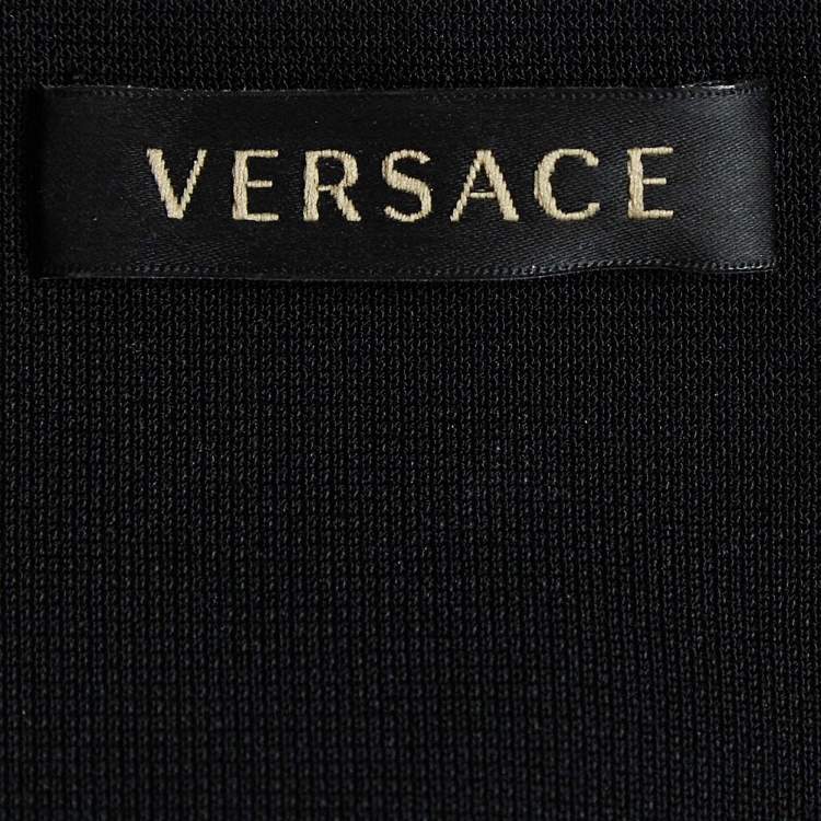 Pre Owned Versace Black/Multicolor Print Silk Crop Top M