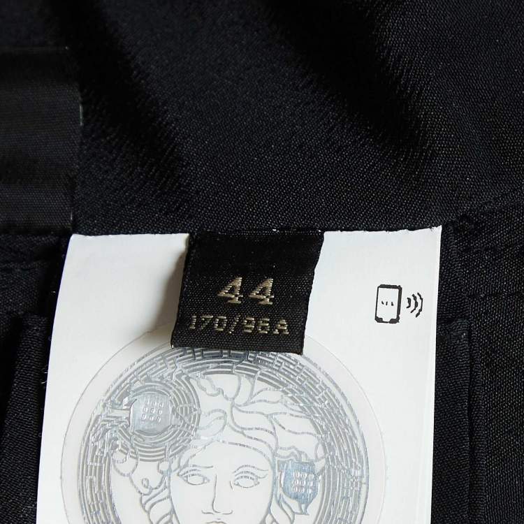 Pre Owned Versace Black/Multicolor Print Silk Crop Top M