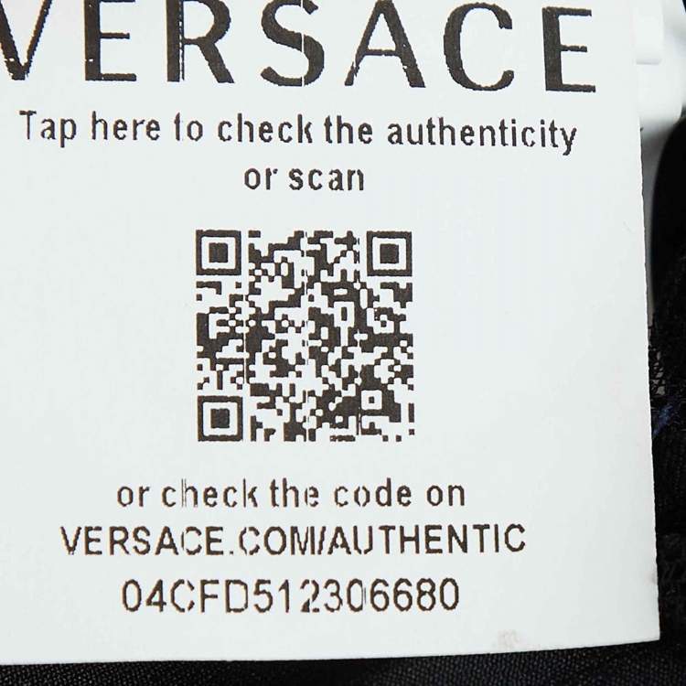 Pre Owned Versace Black/Multicolor Print Silk Crop Top M