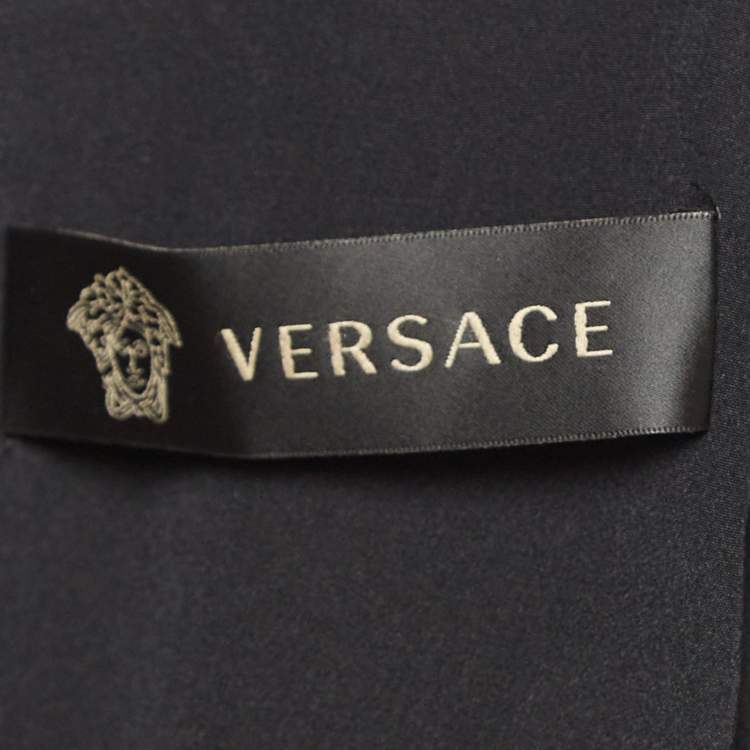 Pre Owned Versace Black Linen Blend Tie-Up Front Jacket M