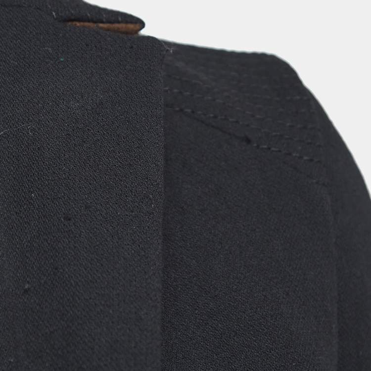 Pre Owned Versace Black Wool Single-Breasted Trench Coat S