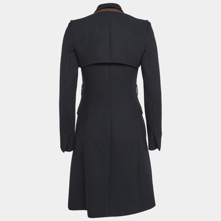 Pre Owned Versace Black Wool Single-Breasted Trench Coat S