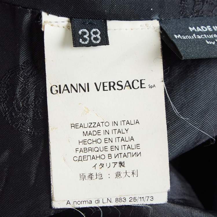 Pre Owned Versace Black Wool Single-Breasted Trench Coat S