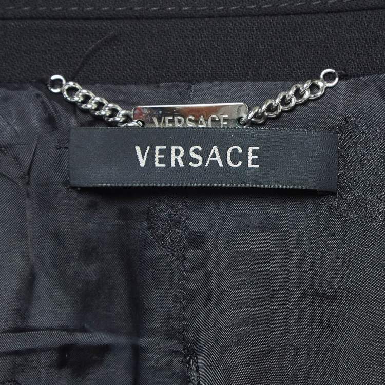 Pre Owned Versace Black Wool Single-Breasted Trench Coat S