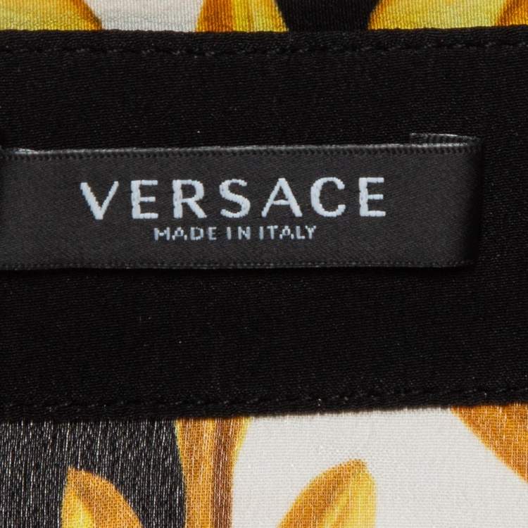 مملوكة مسبقًا Versace Yellow Barocco Print Silk Button Front Shirt M