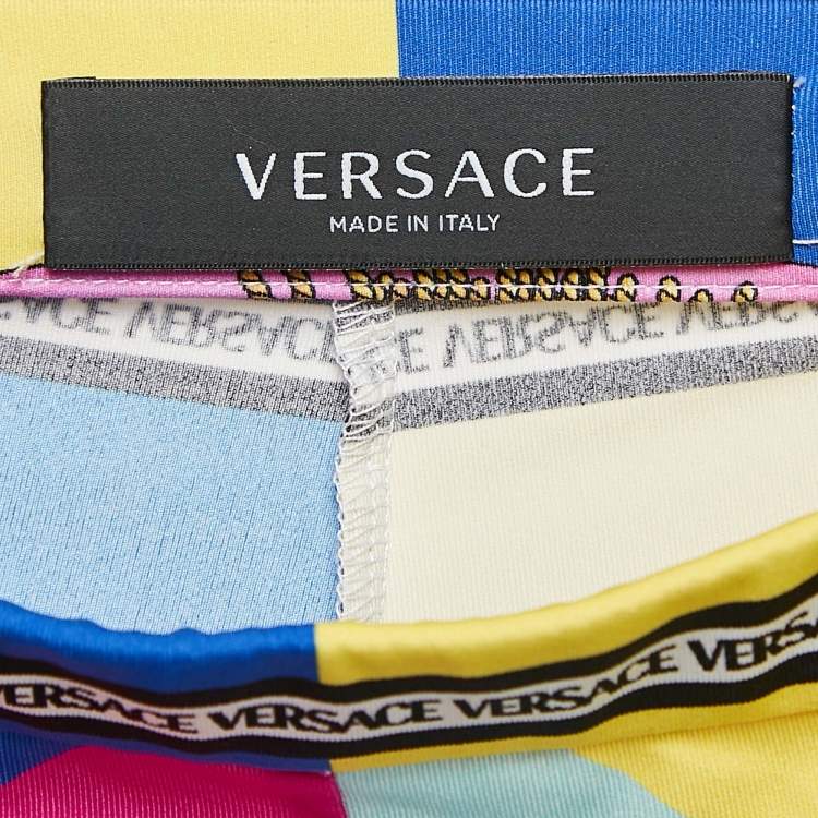 Pre Owned Versace Multicolor Ventagli Print Jersey Leggings S