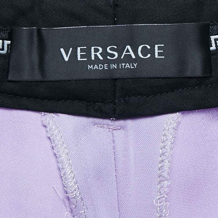 Pre Owned Versace Light Purple Crepe Pleated Straight Leg Trousers S 