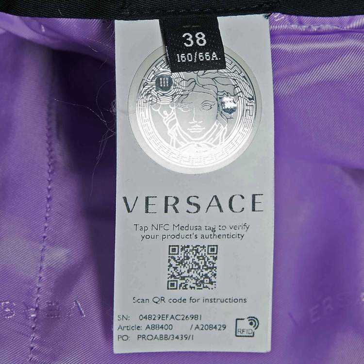 Pre Owned Versace Light Purple Crepe Pleated Straight Leg Trousers S 