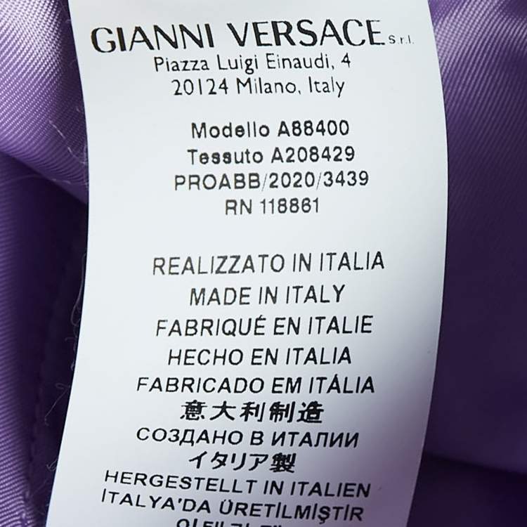 Pre Owned Versace Light Purple Crepe Pleated Straight Leg Trousers S 